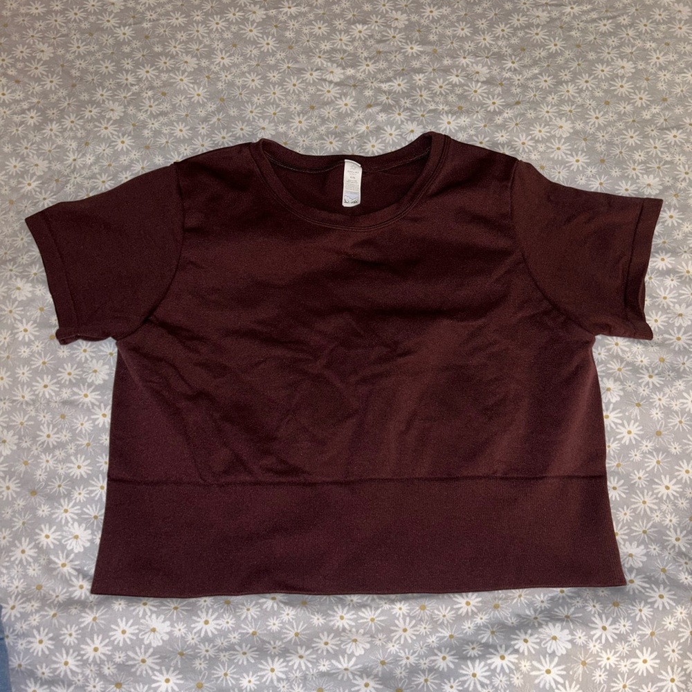 AERIE workout cropped top- maroon